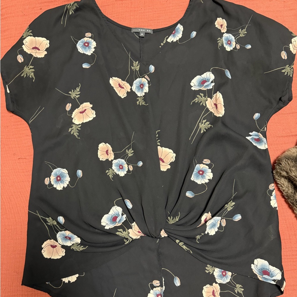 West Kei Black Floral Blouse